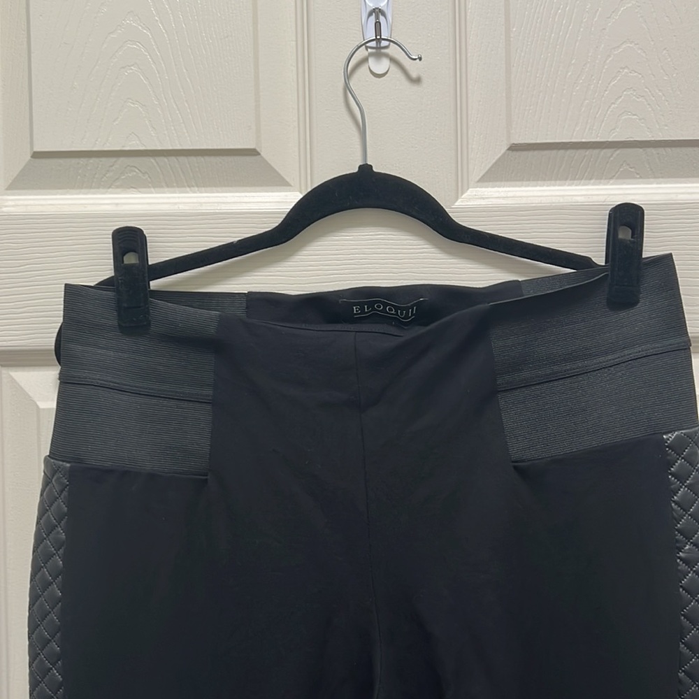 Eloqui sz 16 leggings with with leather panel down sides